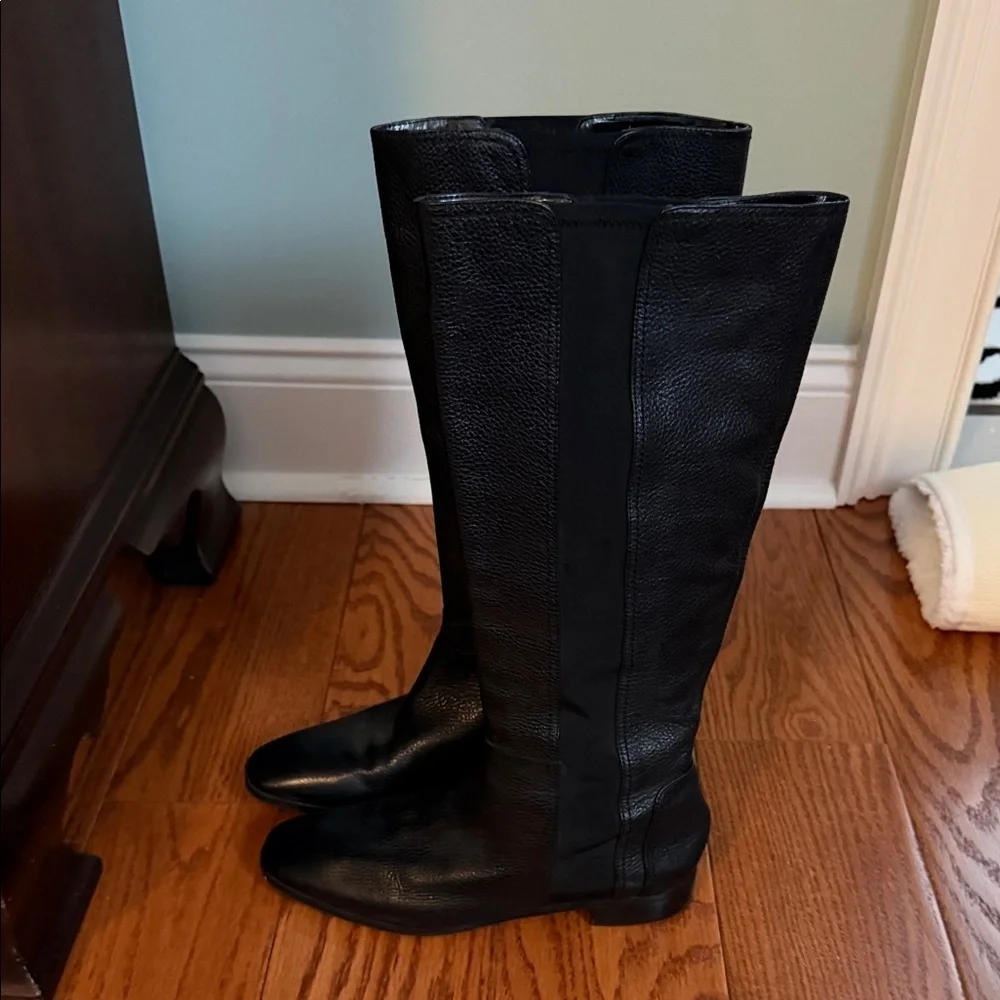 Blaine Black Leather Knee-High Boots